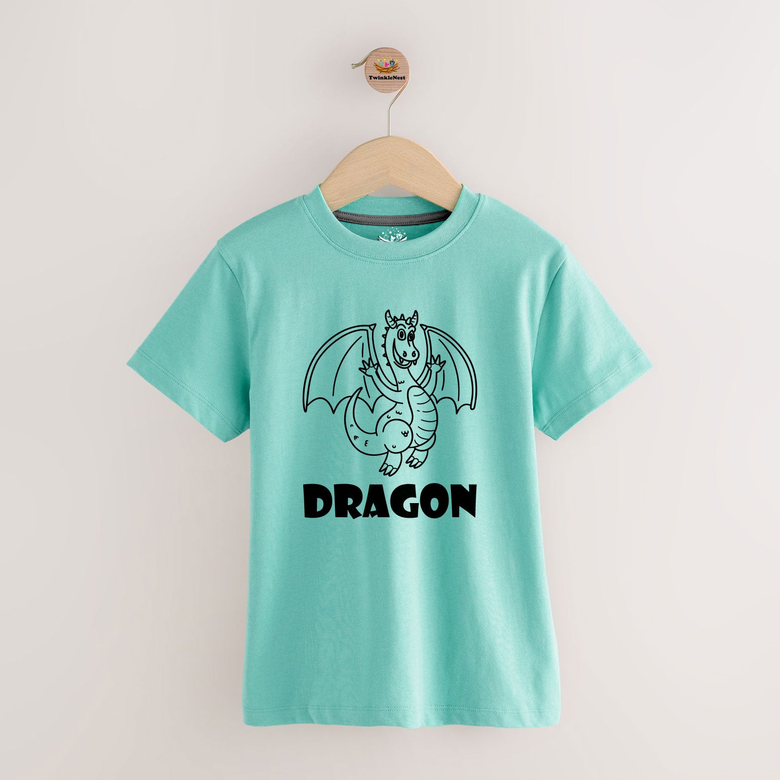Kids Cyan Cartoon Dragon T-Shirt Roaring Fun Design (Copy)