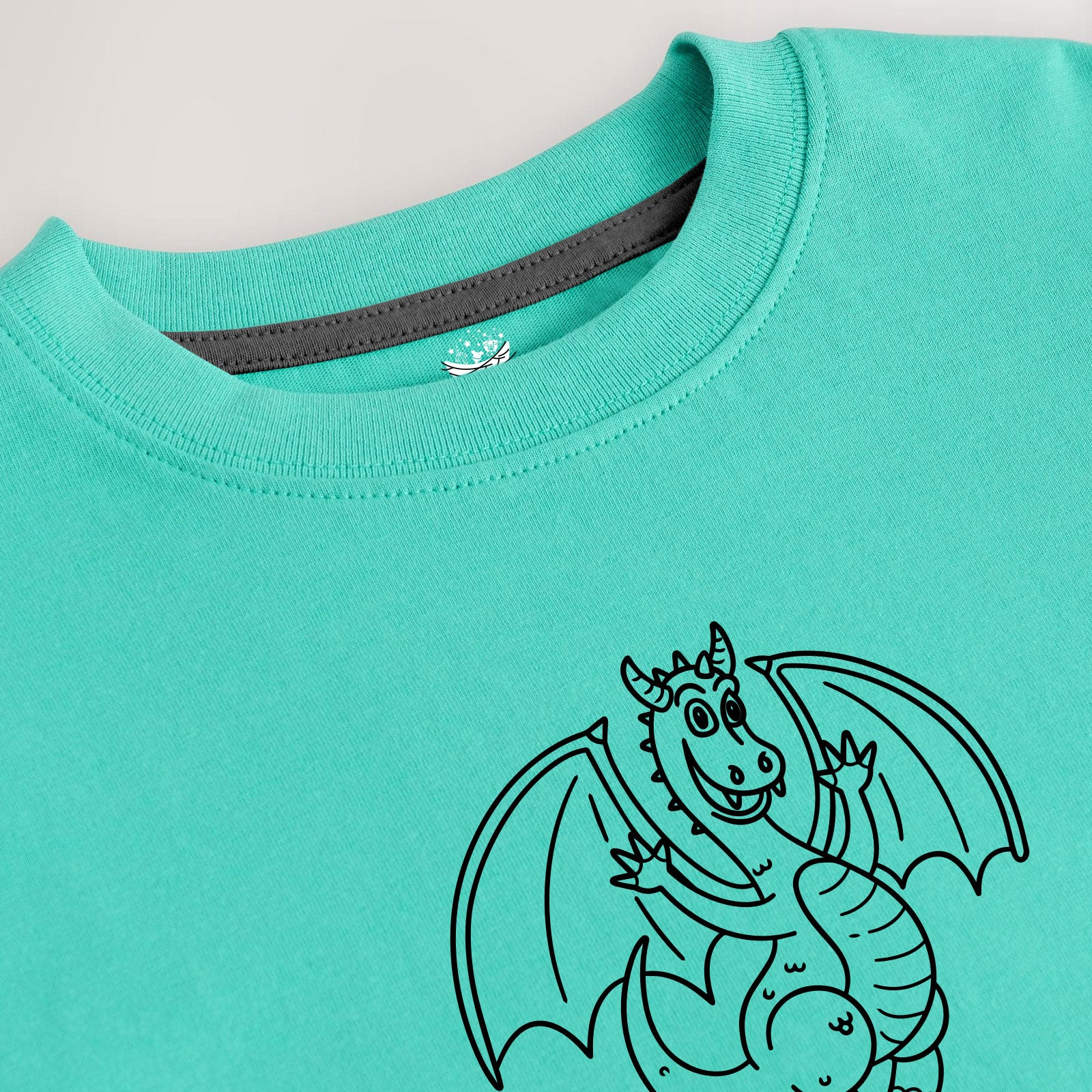 Kids Cyan Cartoon Dragon T-Shirt Roaring Fun Design (Copy)