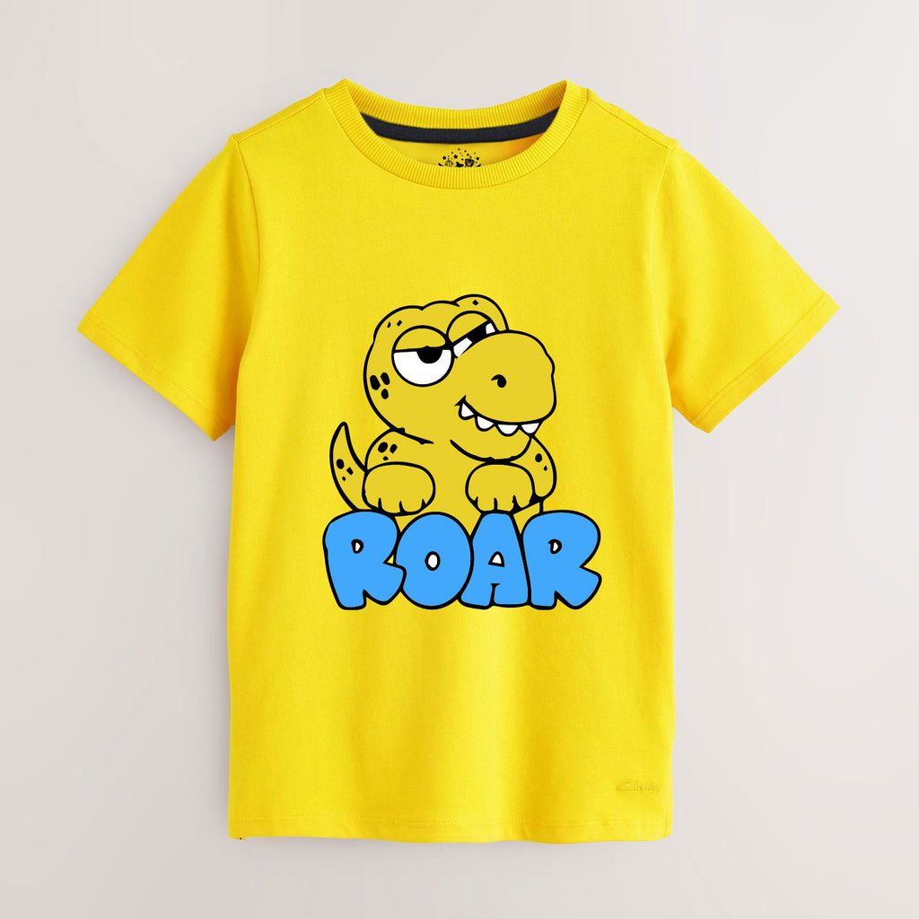 Kids Yellow Dino T-shirt – ROAR Cartoon Design