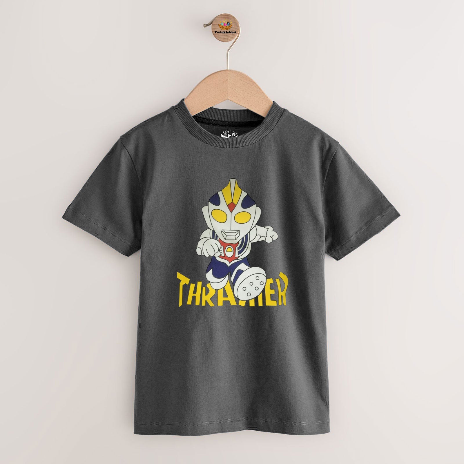 Boys Grey Superhero Graphic T‑Shirt