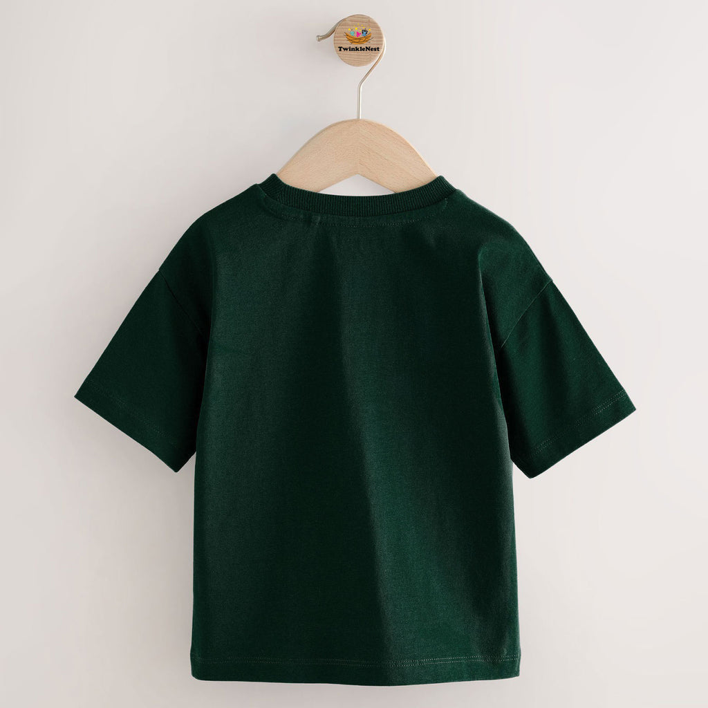 Kids Drak Green T-shirt Summer Vibes Palm Tree Print