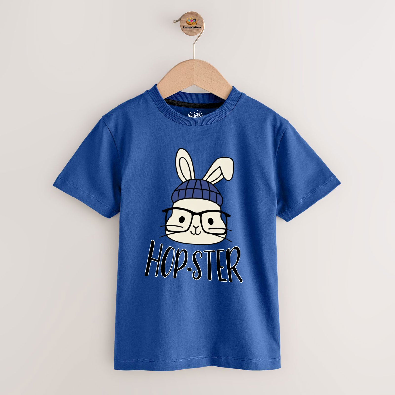 Blue Hop‑Ster Bunny Graphic Boys T‑Shirt