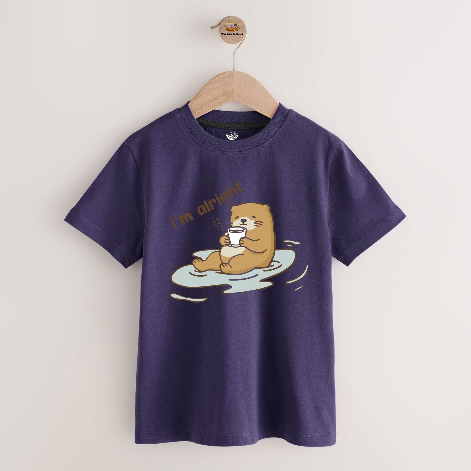 Boys Purple “I’m Alright” Bear Graphic T‑Shirt