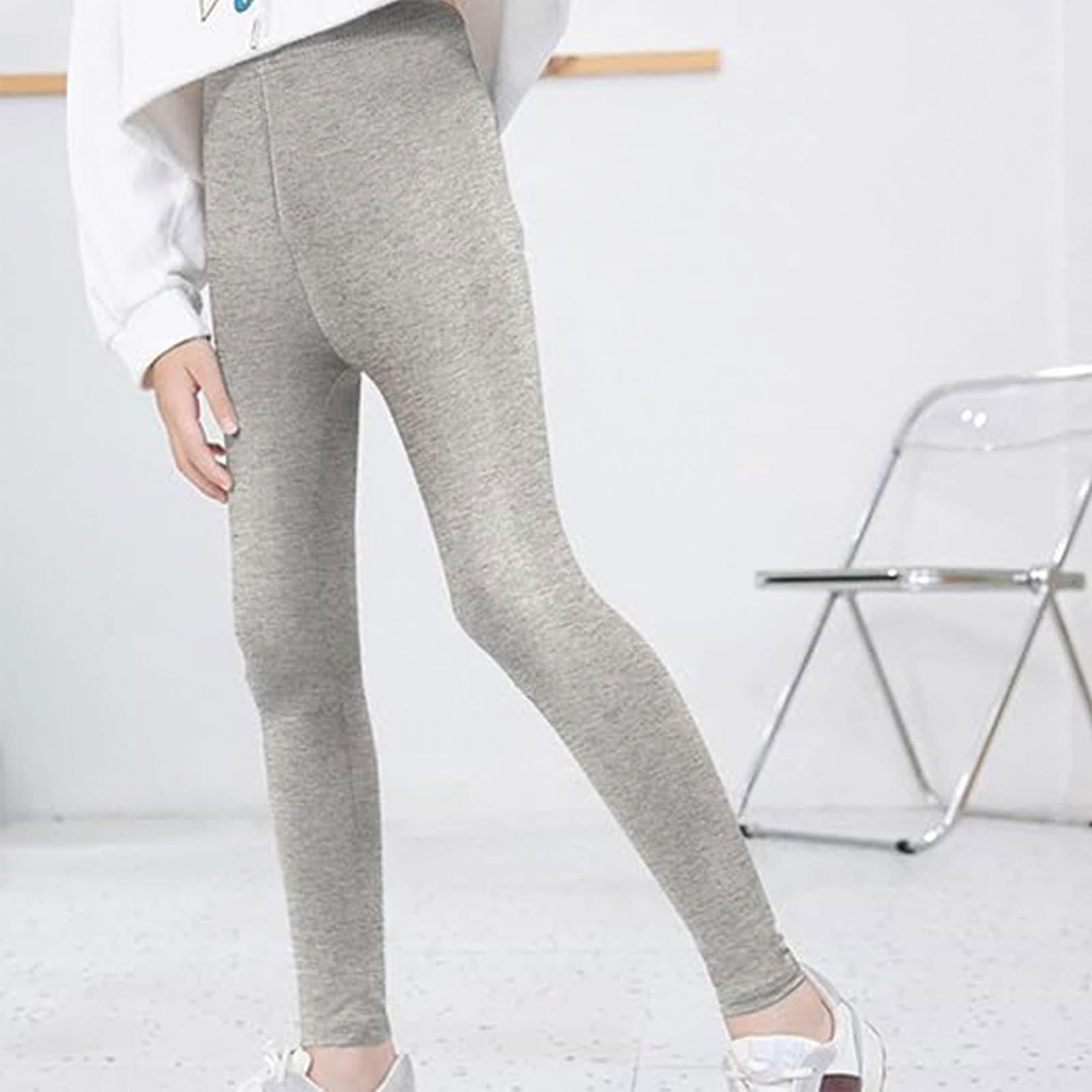 Girls Grey Cotton Stretch Tights
