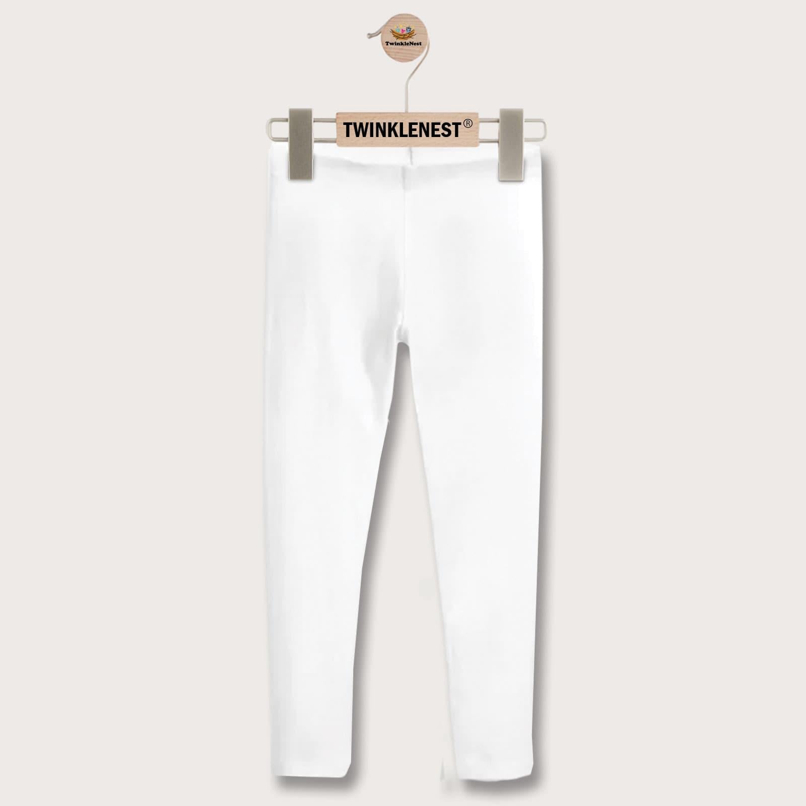 Girls White Cotton Stretch Tights