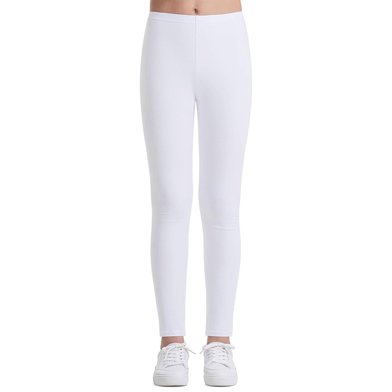 Girls White Cotton Stretch Tights