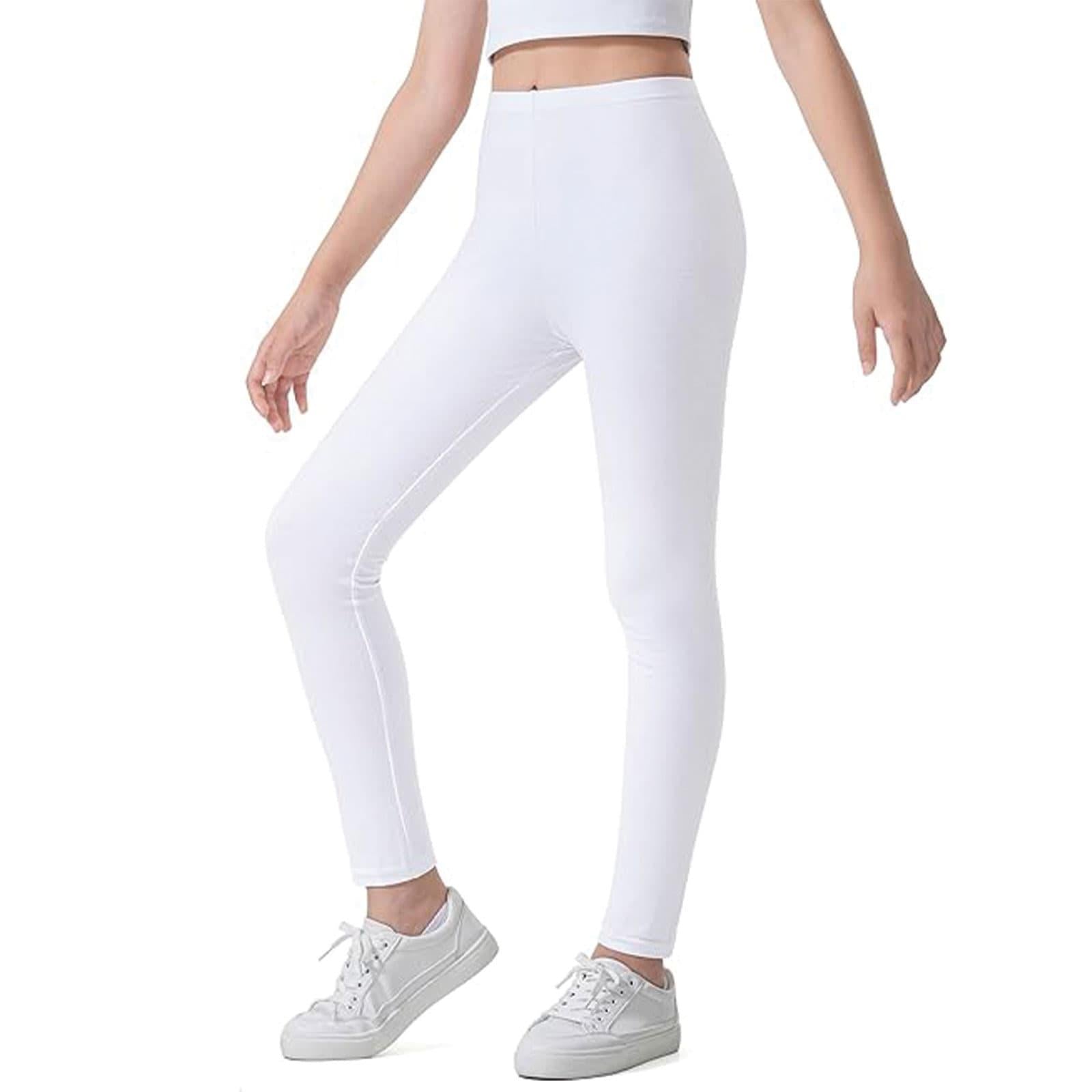 Girls White Cotton Stretch Tights