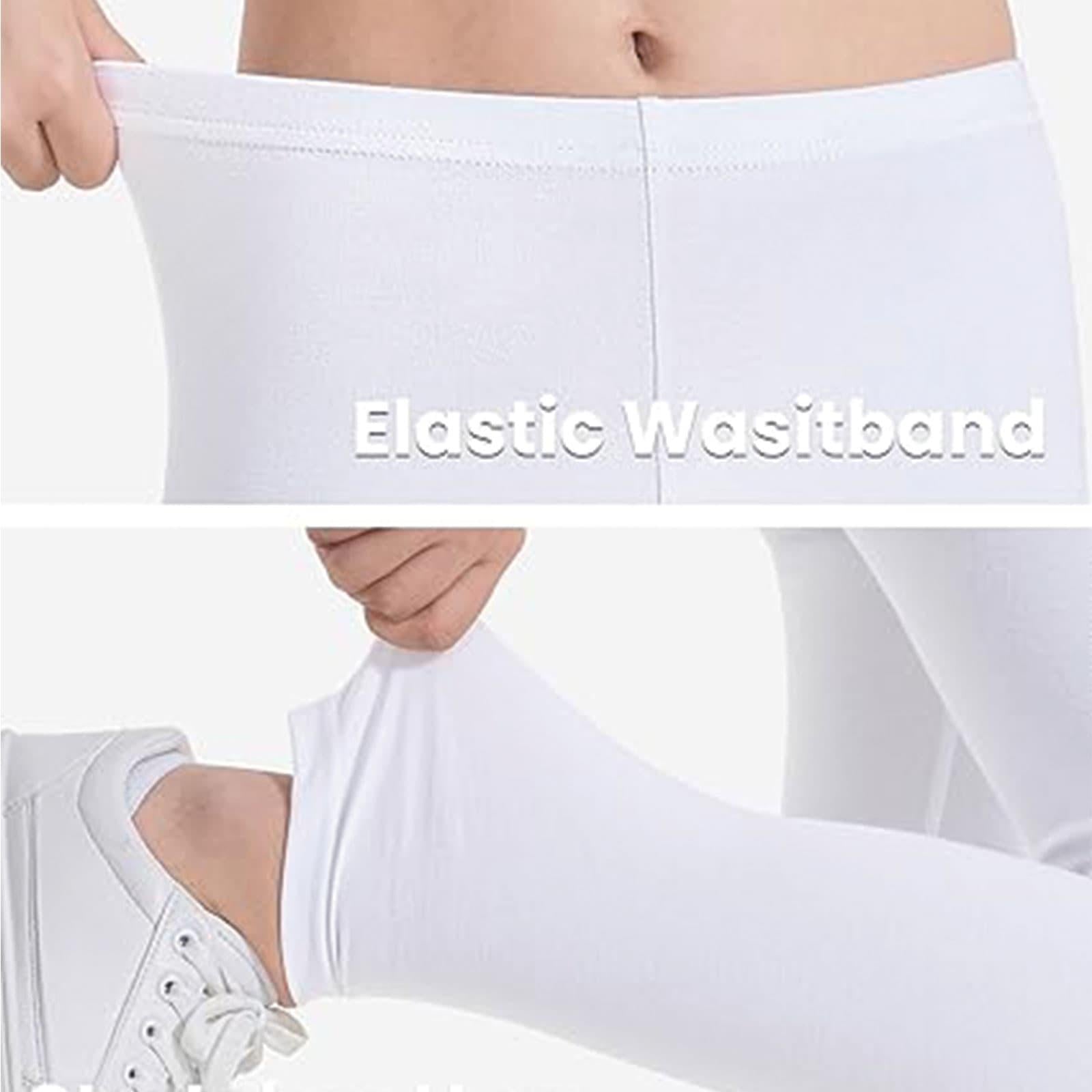 Girls White Cotton Stretch Tights