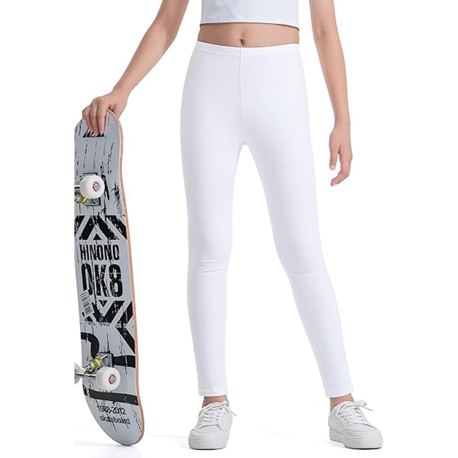 Girls White Cotton Stretch Tights