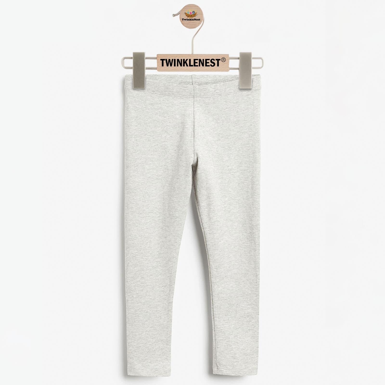 Girls Grey Cotton Stretch Tights