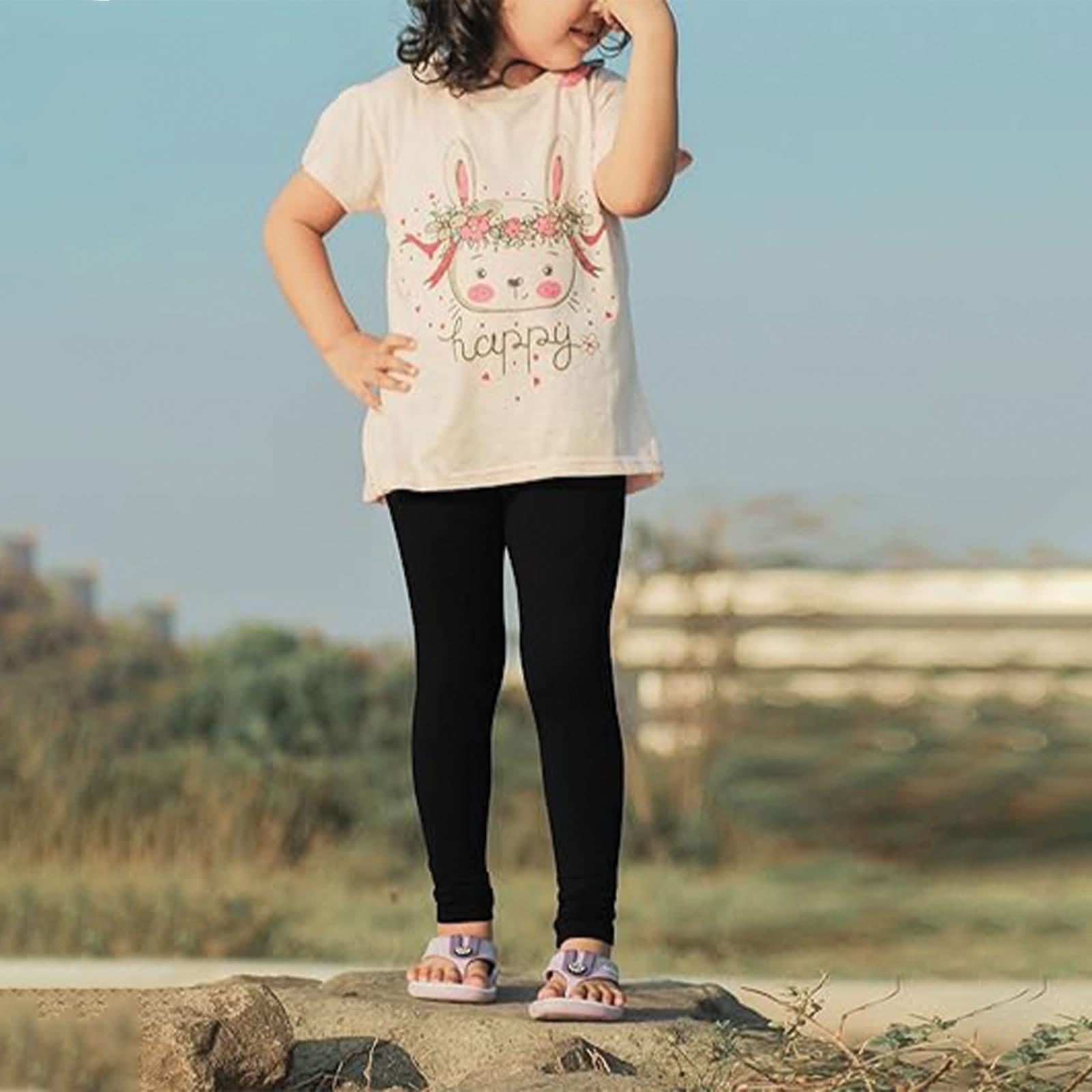 Girls Black Cotton Stretch Tights