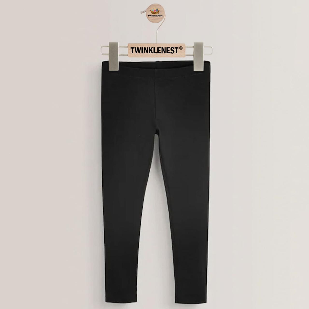 Girls Black Cotton Stretch Tights