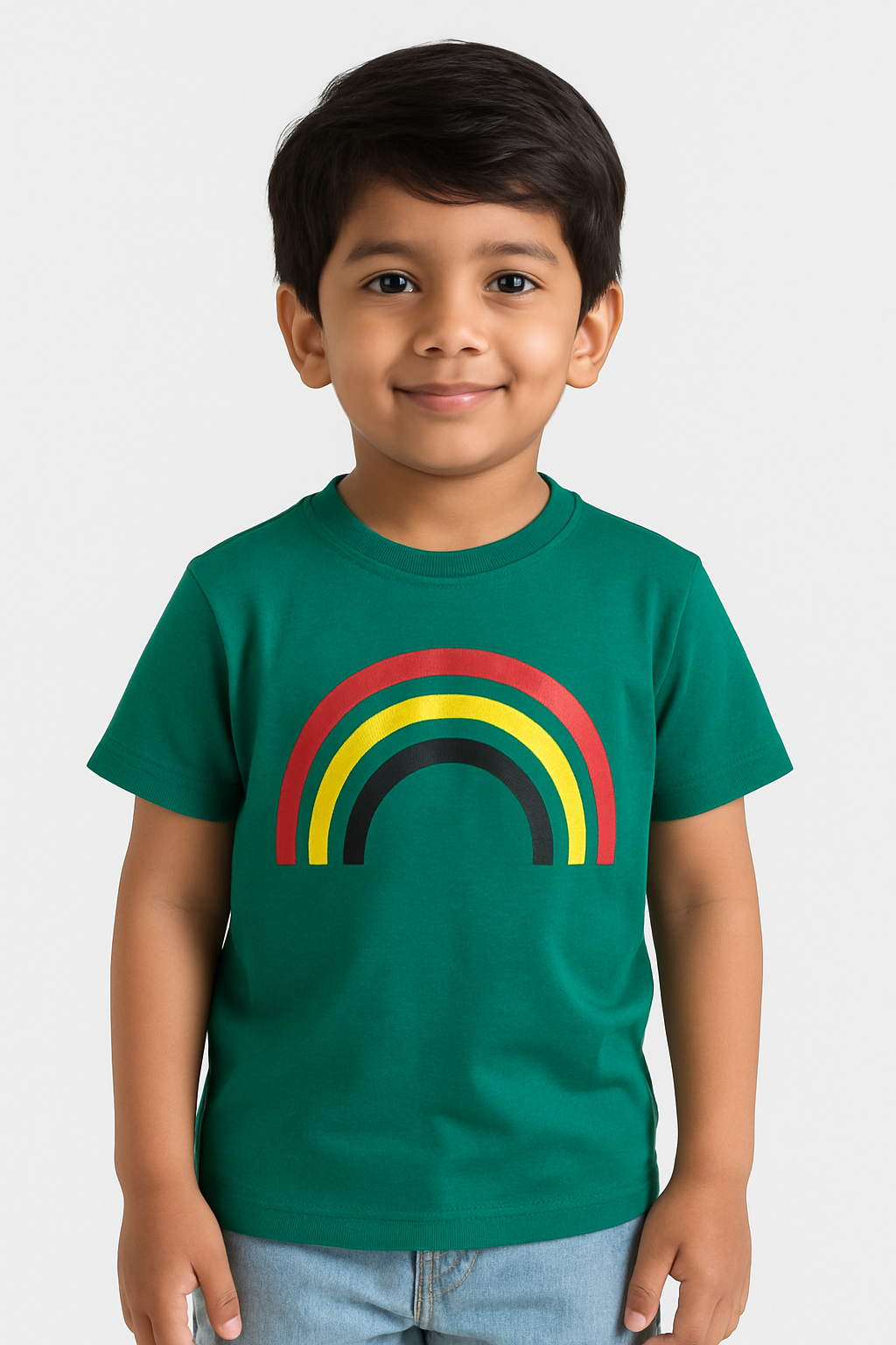 Green Rainbow Print Boys T-Shirt